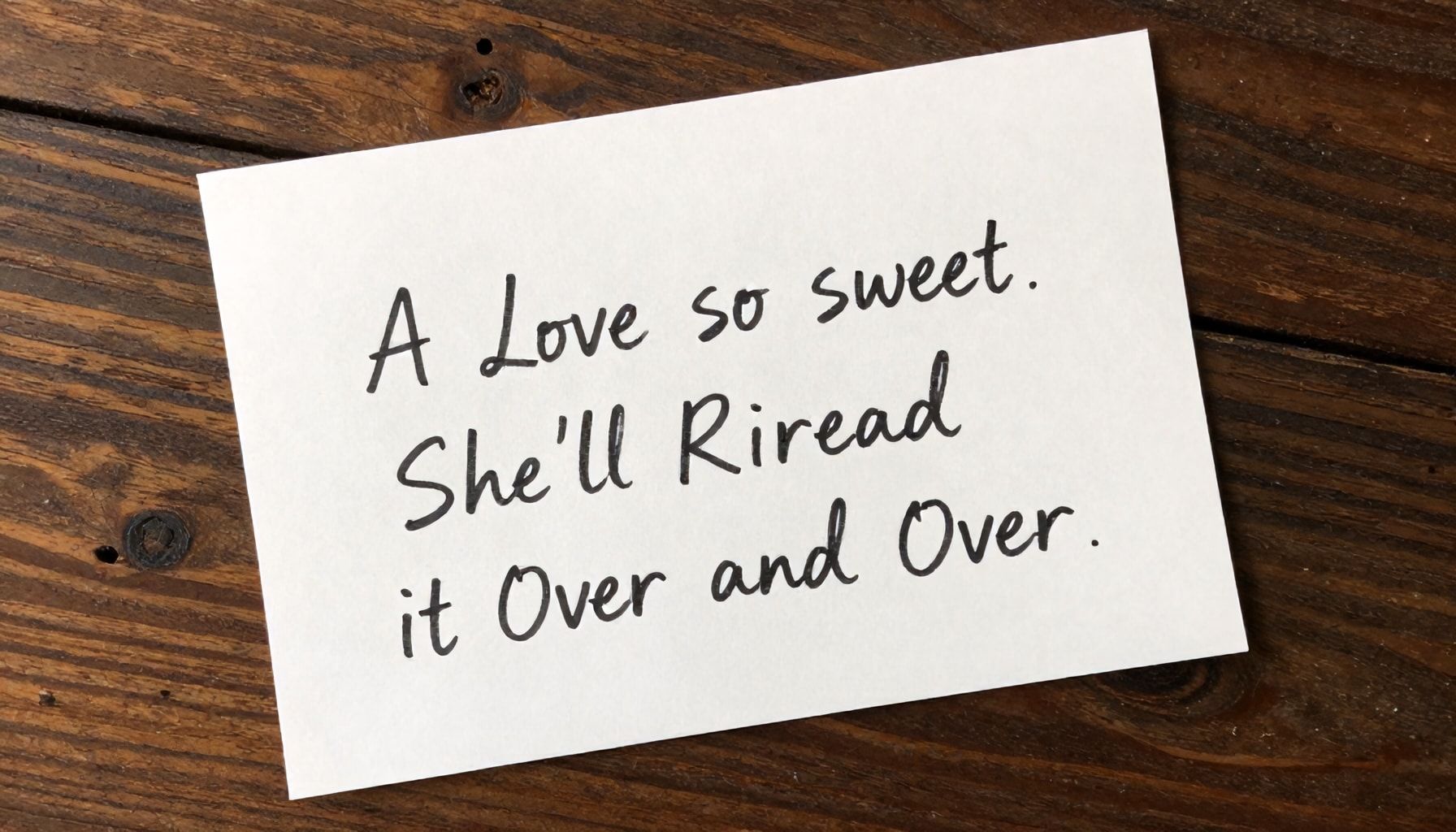 A Love Message So Sweet, She’ll Reread It Over and Over*